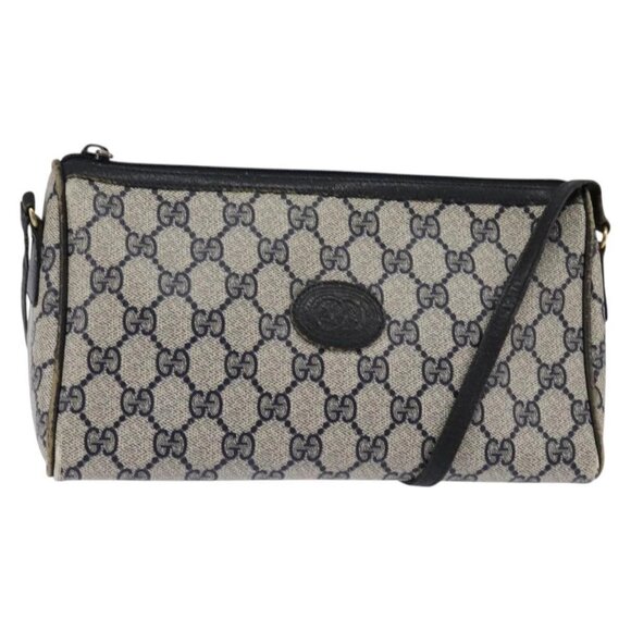 GUCCI GG Supreme Shoulder Bag PVC Navy Gold Auth 148266 - Picture 2 of 16